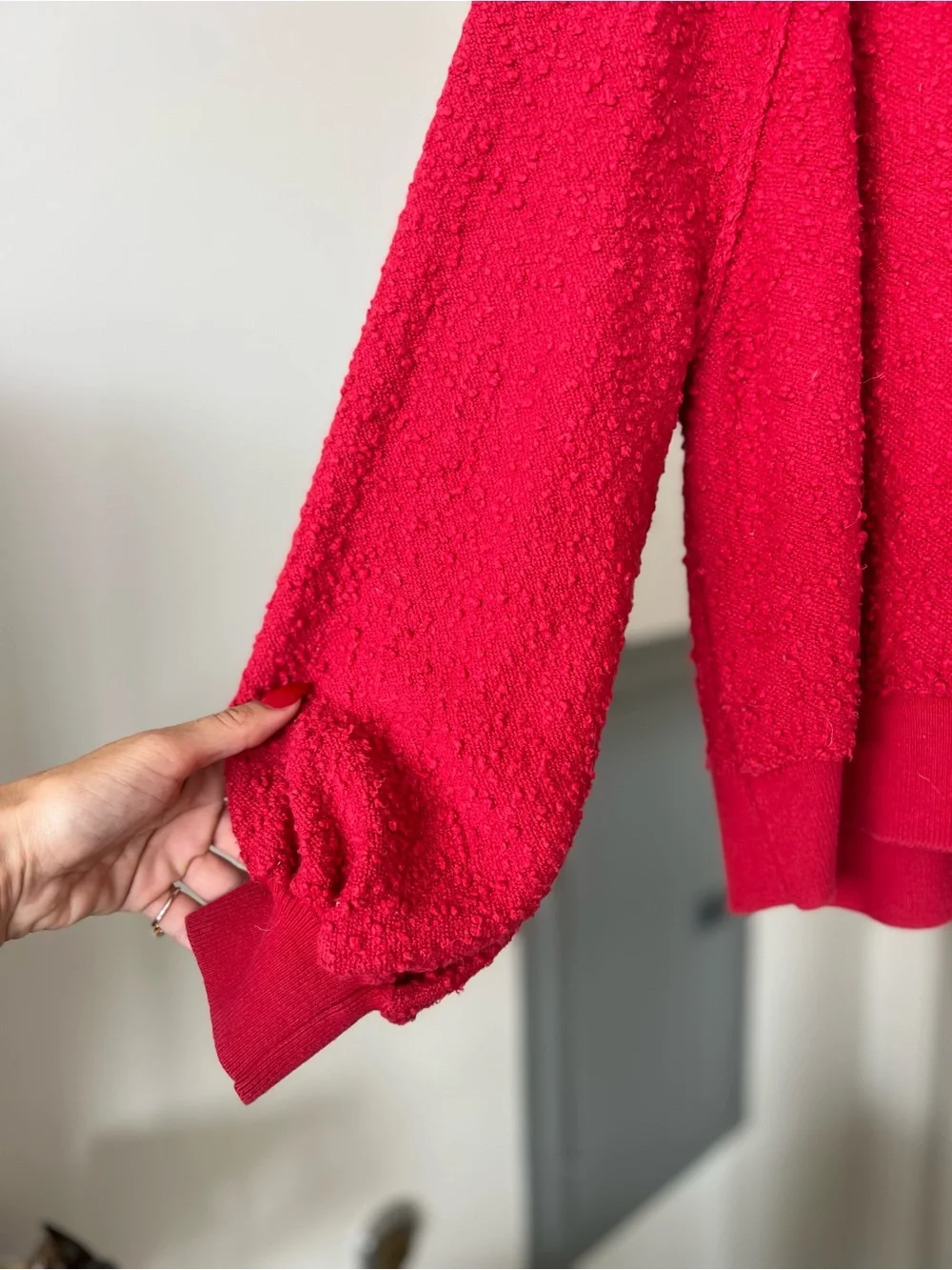 Free People Found My Friend Boucle Pullover Sweater Red Size Large